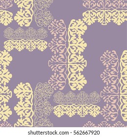 Lace Seamless pattern. Folklore beautiful lace,with an openwork pattern.