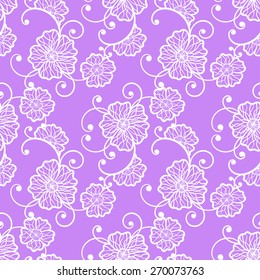 Lace seamless pattern, ornamental flowers. Vector lacy texture.