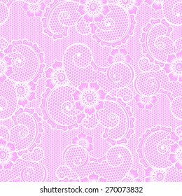 Lace seamless pattern, ornamental flowers. Vector lacy texture.