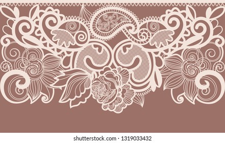 Lace Seamless Pattern. Ribbon.