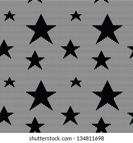Lace seamless pattern with stars. Vector mesh.