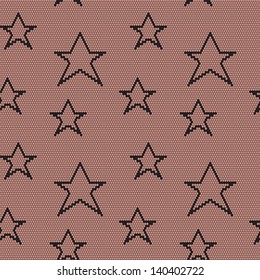 Lace seamless pattern with stars. Vector mesh.