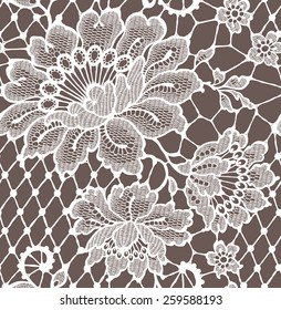 Lace seamless pattern White