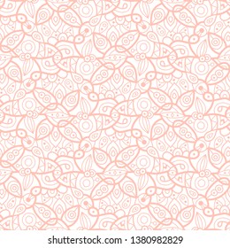 Lace seamless vector pattern. Peach color.