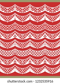 Lace. Set of continuous ornamental stripes. Elegant vector borders