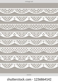 Lace. Set of continuous ornamental stripes. Elegant vector borders