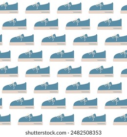 Lace up sneakers in cartoon style Seamless pattern in trendy soft blue. Abstract background texture 