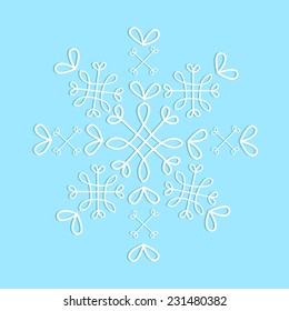 Lace snowflake isolated vector pattern sample decoration card. Snowflake vector illustration.