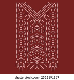 Spitze Stich Ausschnitt Stickerei Sashiko abstrakte Tuch Ornamente Linie Kunstwerk Vektor Design Vorlage Dekoration handgezeichnet Druck Nadel Arbeit Steppdecke Stoff geometrisches Muster Ethik Vintage Boho Motiv
