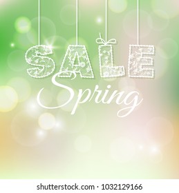 lace text discount. blurred spring background