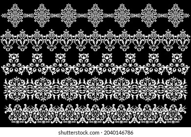 Lace texture, mehndi pattern in oriental style.For application of henna. For the design of wall, menus, wedding invitations or labels, for laser cutting, marquetry. Digital graphics. Black and white.