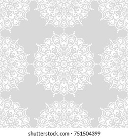 Lace texture. White Texture. White on gray. Seamless vector background with abstract geometric pattern.