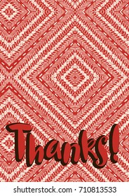Lace thanksgiving card with white lace pattern on a red background