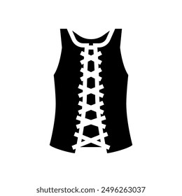 lace up top diy fashion handmade glyph icon vector. lace up top diy fashion handmade sign. isolated symbol illustration