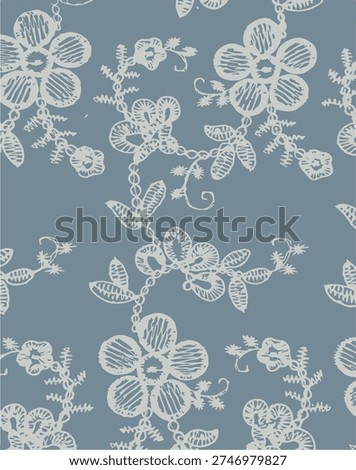 Lace trim featuring large flowers and small flowers arranged in a criss-cross pattern.Beautiful Seamless Geometric Design Pattern of Dotted Flowers with Leaves againast Black Background, Hand Drawn Vibrant Floral Vector Illustration for Embroidery, Fabric, Cushion, Curtain, Wallpaper