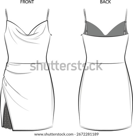 The Lace Trim Satin Effect Mini Dress