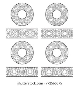 Lace vector brushes templates and round decorations in oriental vintage style.