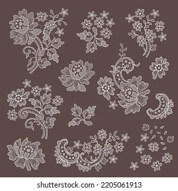 Lace vector elements cliparts collection