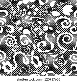 Lace vector fabric seamless  pattern with flowers