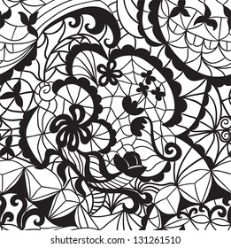 Lace vector fabric seamless  pattern with roses