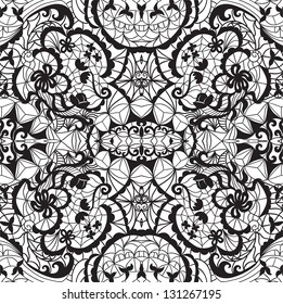 Lace vector fabric seamless  pattern with roses