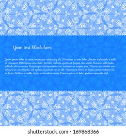 Lace vintage blue vector background with place for your text