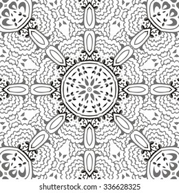 Lace vintage ornament, embroidery, mandala. Seamless retro pattern can be used for coloring book, wallpaper, pattern fills, web page background,surface textures - stock vector.

