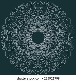 Lace white circular ornament with floral motifs