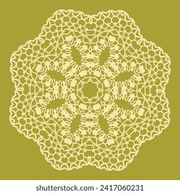Lace white napkin on a green background. Vector illustration
