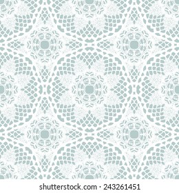 Lace white seamless mesh pattern. Vector illustration.