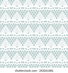 Lace white seamless mesh pattern. Vector illustration.