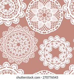 Lace white seamless mesh pattern. Vector illustration.