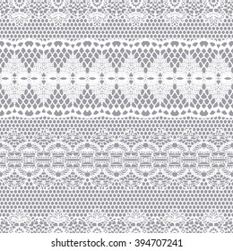 Lace white seamless pattern. Lace pattern with stripes. Vector illustration.