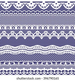 Lace white seamless pattern. Lace pattern with stripes. Vector illustration.