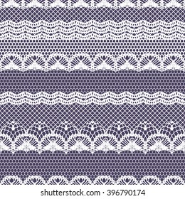 Lace white seamless pattern. Lace pattern with stripes. Vector illustration.