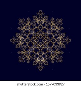 Laced decorative rosette - snowflake, dandala on dark background