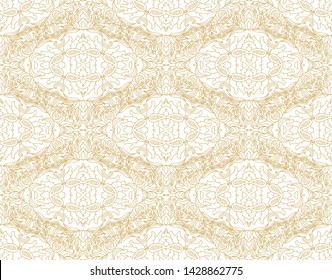 Laced golden - beige seamless ornamental  vector texture,  medieval style