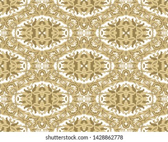 Laced golden - beige seamless ornamental  vector texture,  medieval style