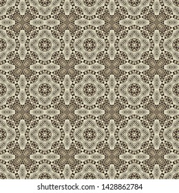 Laced golden - beige seamless ornamental  vector texture,  medieval style