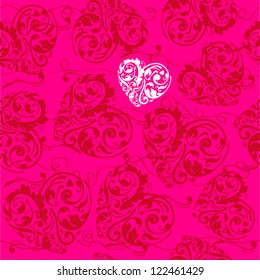Laced seamless pattern with hearts
