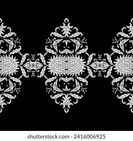 Laced white border ornament, stencil ornament on dark background, ornamental decor