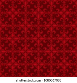 Lace-de-Luce (Lace of Lilies), 
Antique Eastern Red purple flamboyant seamless pattern.