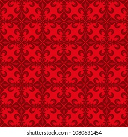 Lace-de-Luce (Lace of Lilies), 
Antique Red vermillion flamboyant seamless pattern.