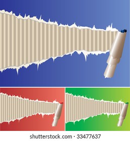 Lacerated strips of paper
