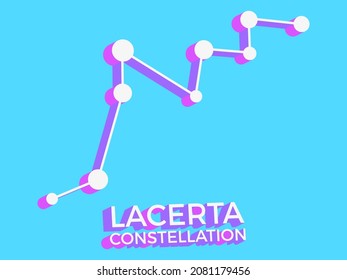 Lacerta constellation 3d symbol. Constellation icon in isometric style on blue background. Cluster of stars and galaxies. Vector illustration