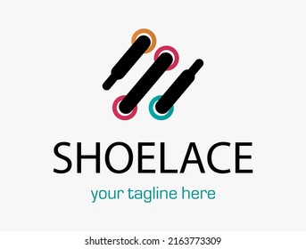 Laces Sneaker Shop logo or emblem. Shoelace vector isolated sign. 