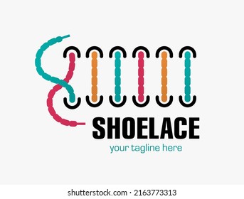 Laces Sneaker Shop logo or emblem. Shoelace vector isolated sign. 