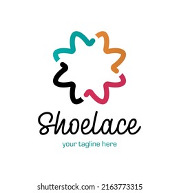 Laces Sneaker Shop logo or emblem. Shoelace vector isolated sign. 