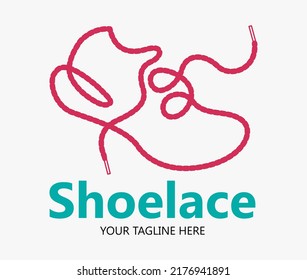 Laces Sneaker Shop logo or emblem. Shoelace vector isolated sign. 