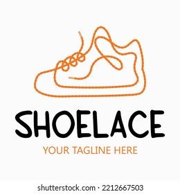 Laces Sneaker Shop logo or emblem. Shoelace vector isolated sign. 